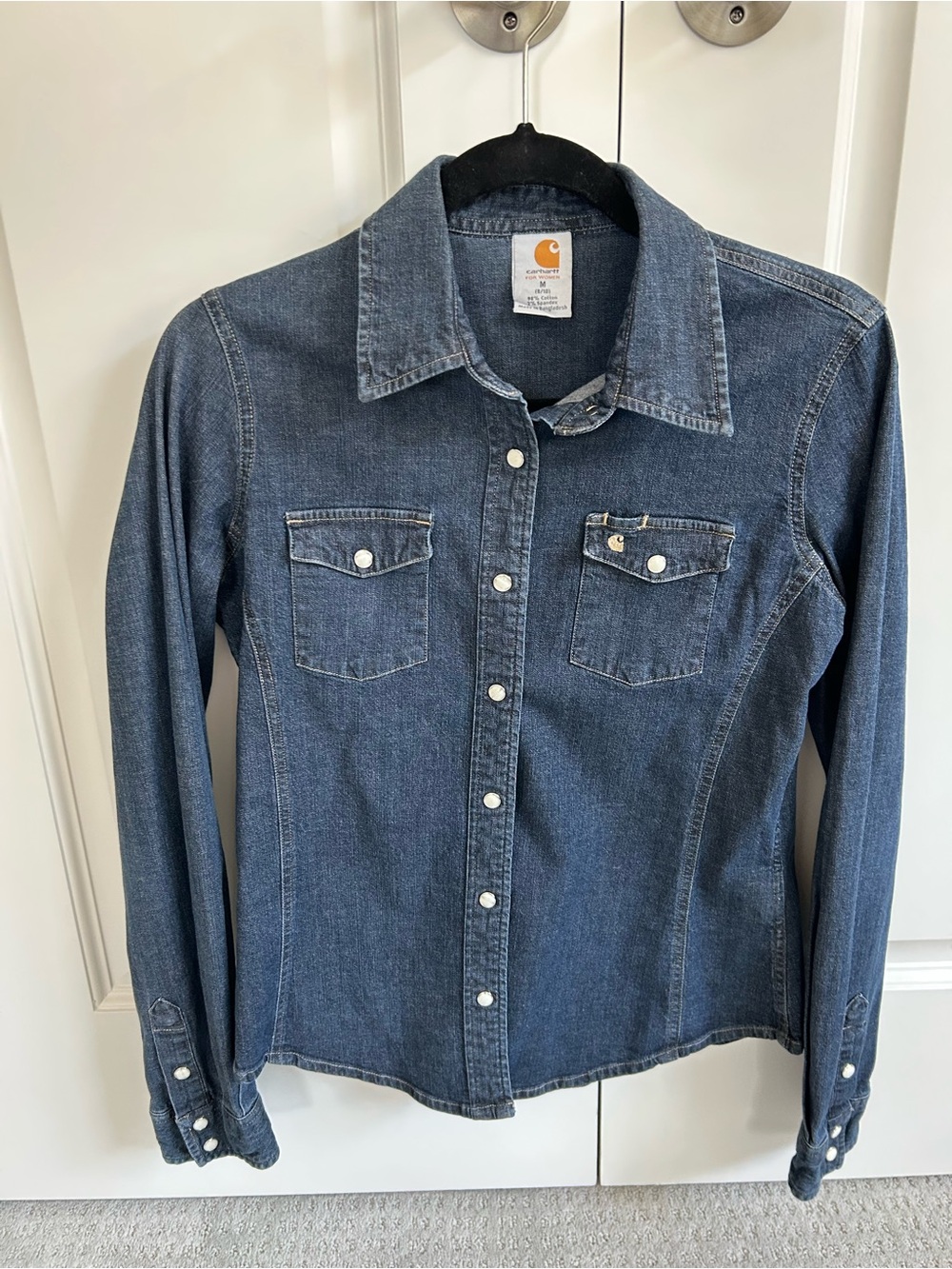 Carhartt Blue Denim Snap-Front Work Shirt Jacket